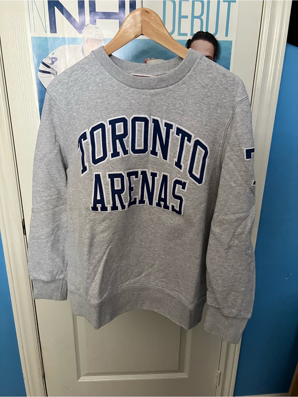 Mitchell & Ness Gray Toronto Arenas Crewneck Sweatshirt with Navy Lettering